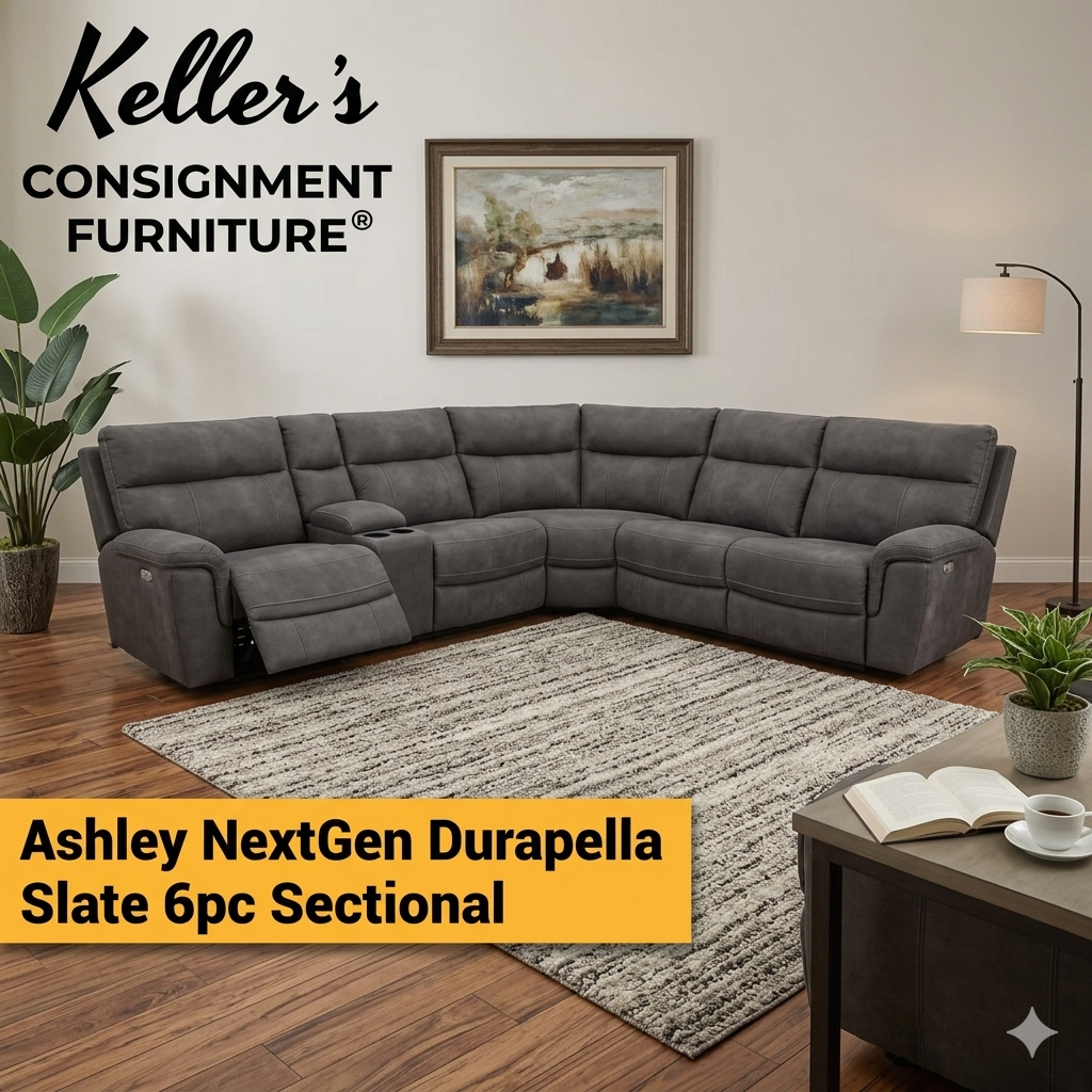85984 - Ashley Next-Gen Durapella Slate 6pc Sectional 109x118x41
