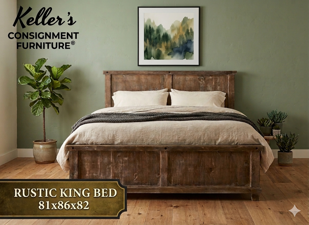 85988 - Rustic King Bed Frame 81x87x72