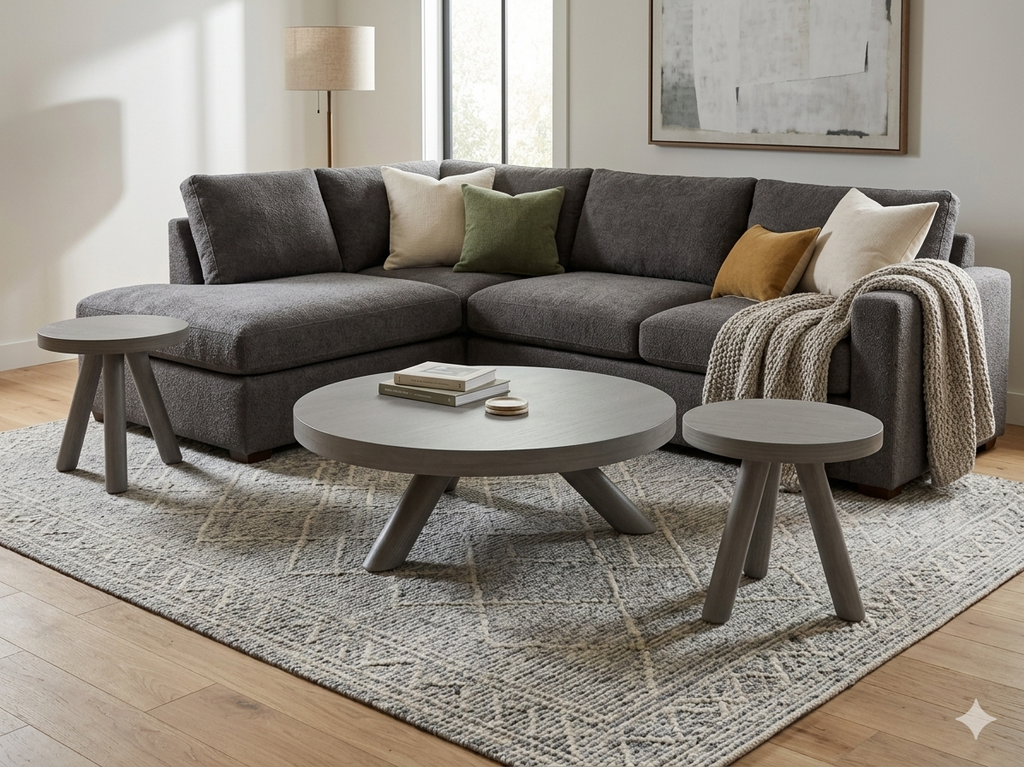 85926 - Bernhardt Harmon Round 3pc Cocktail Table (48x48x17)(22x22x22)