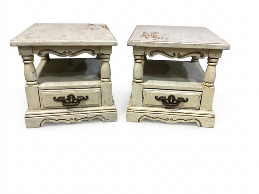 85858 - Vintage Pair of Distressed Side Tables 27x22x21