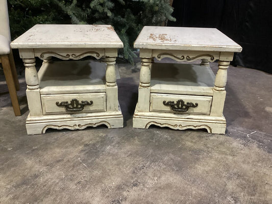 85858 - Vintage Pair of Distressed Side Tables 27x22x21