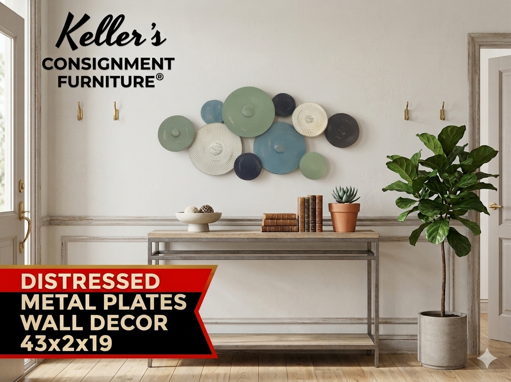 85967 - Distressed Metal Plates Wall Decor 43x19x2