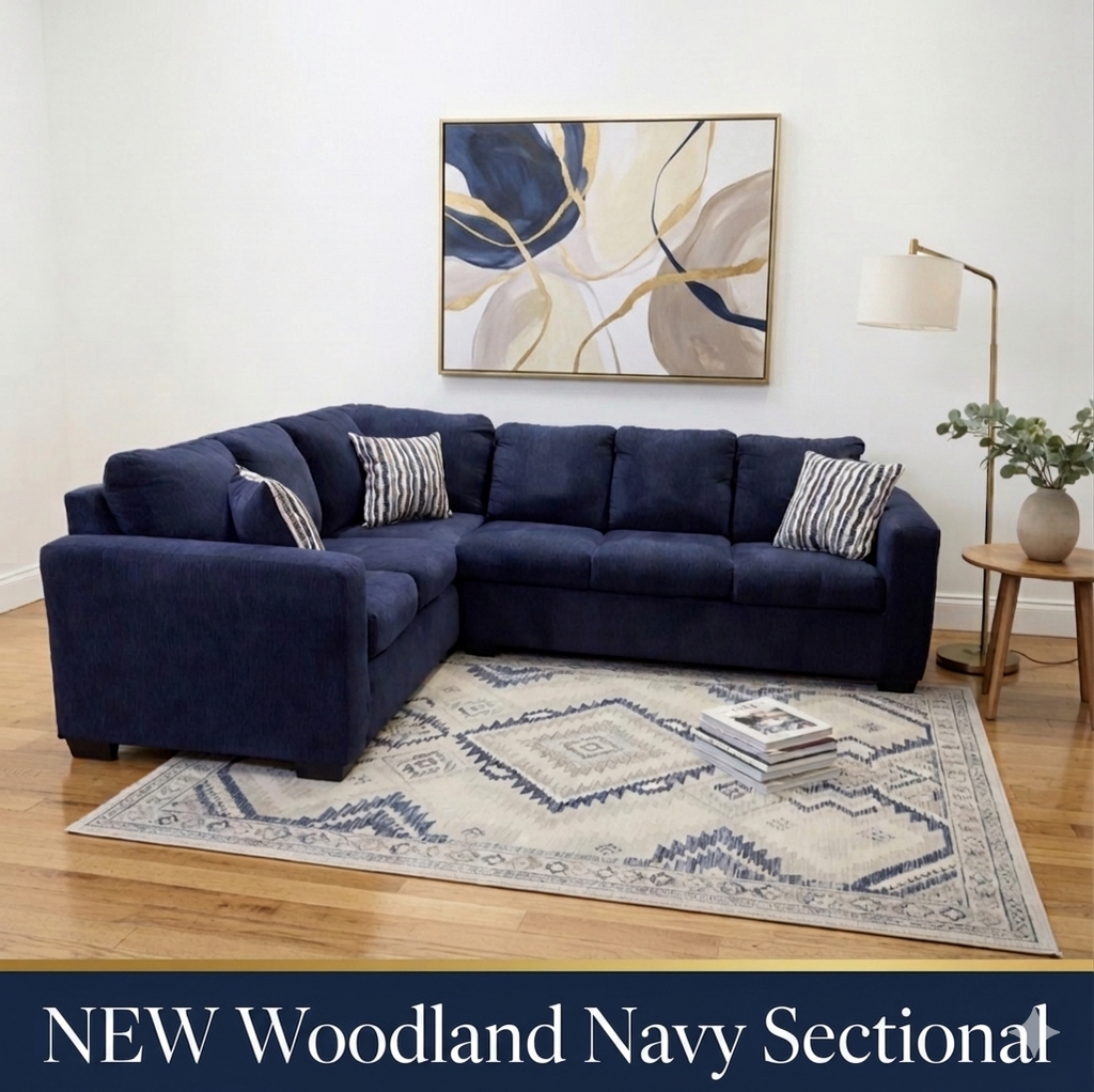 Woodland Navy New Sectional 111x88x36