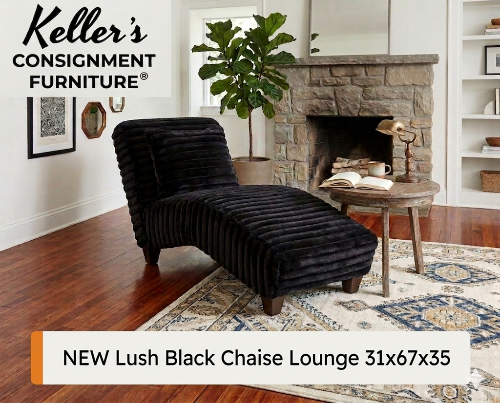 Lush Black NEW Chaise Lounge 31x67x35 (9006)
