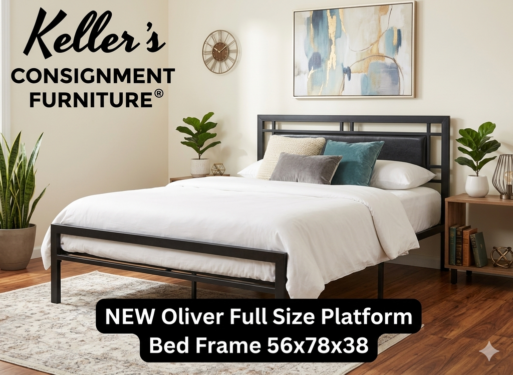 Oliver NEW Full Size Platform Bed Frame 56x78x38 (231220)