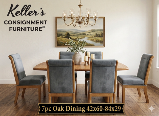 85998 - Oak 7pc Dining 42x60-84x29
