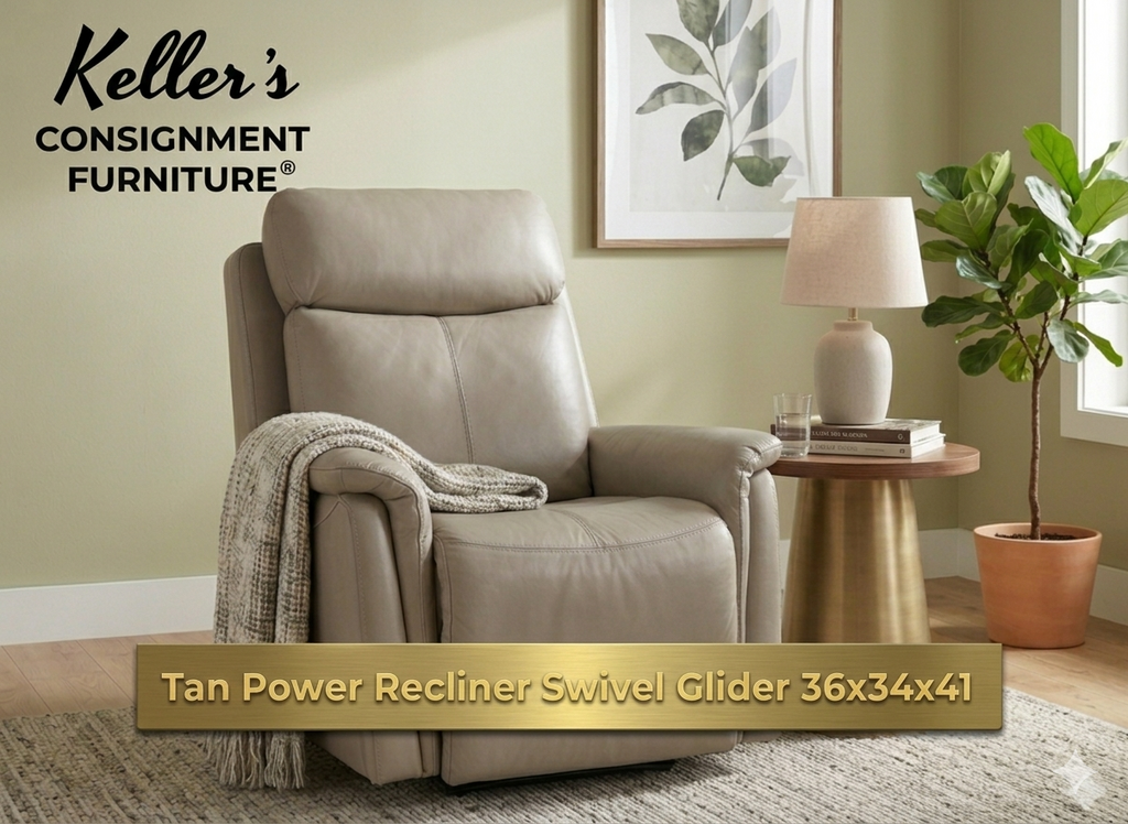 86049 - Jason Furniture Tan Swivel Glider Tan Power Recliner 36x34x41