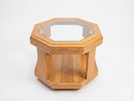 85996 Oak and Glass End Table 26x26x21