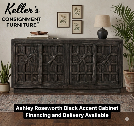 85896 - Ashley Roseworth Black Accent Cabinet 72x18x36