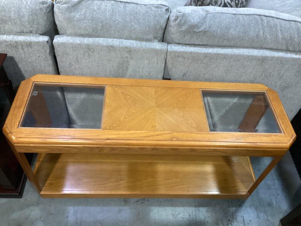 85994 - Oak and Glass Sofa Table 55x18x26