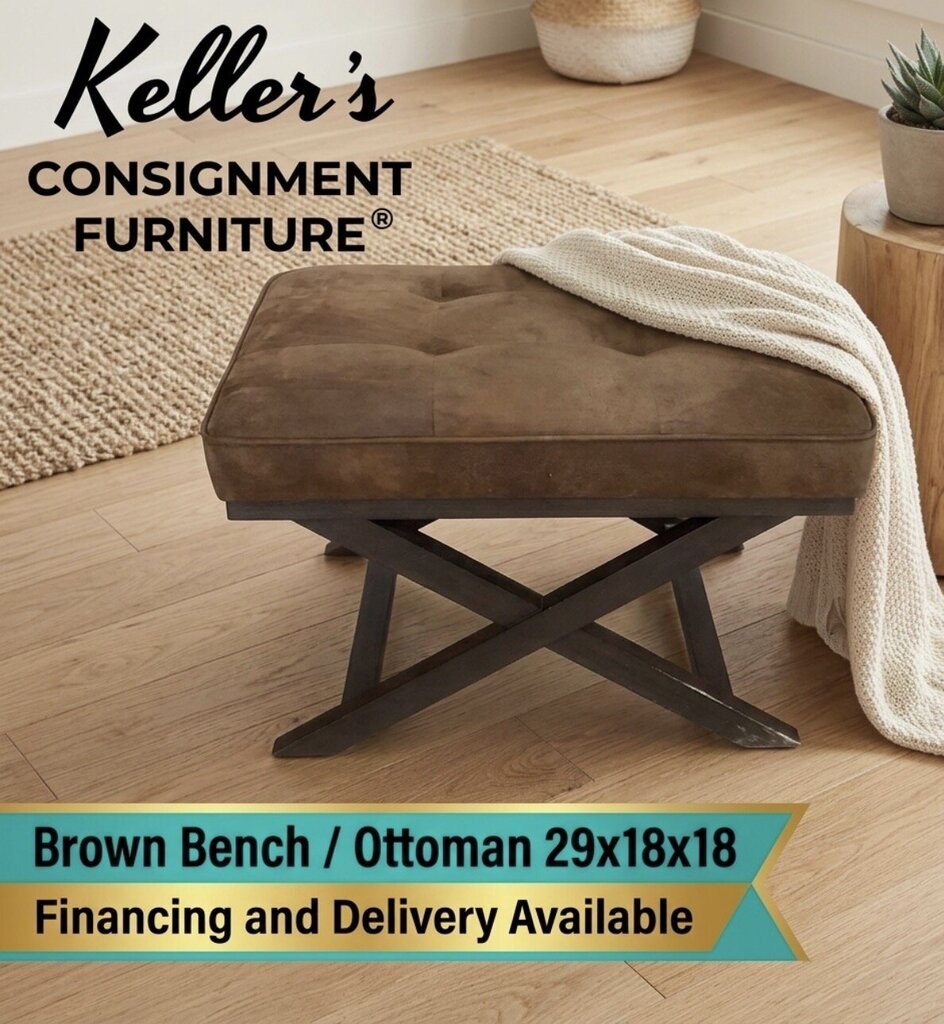 85774 - Brown X Bench Ottoman 27x19x18