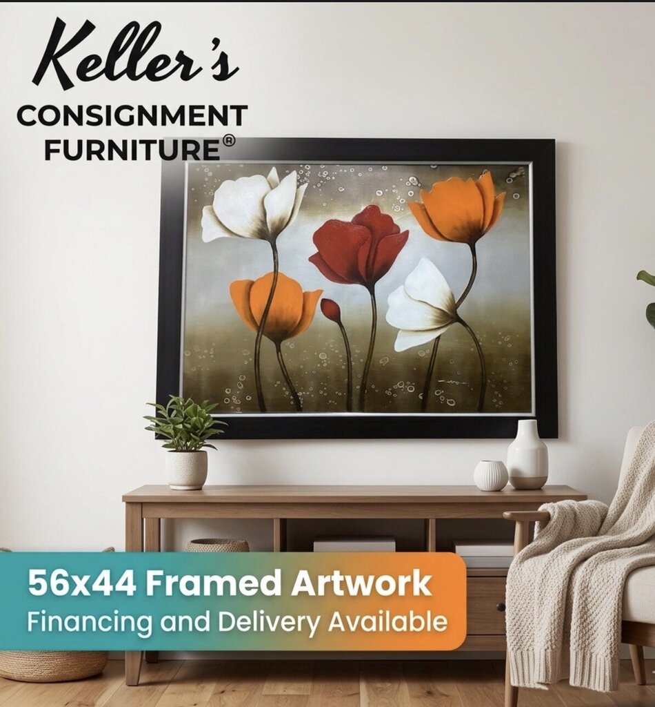 85485 (8536-1) Poppies Framed Painting 56x44