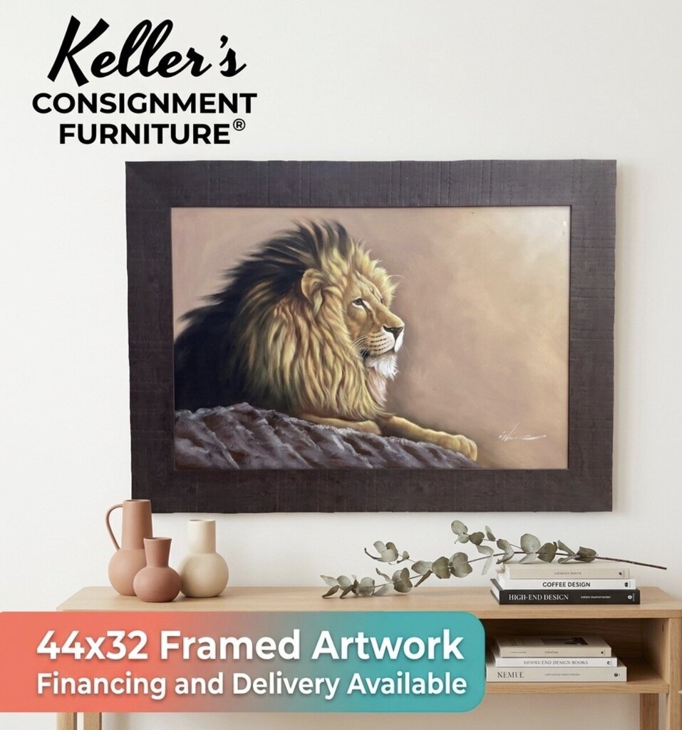 85667 (8442-38) Framed Lion Painting 44x32