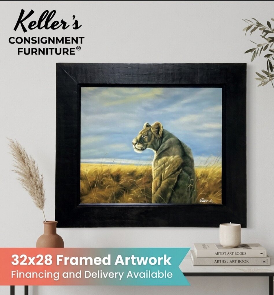85668 (8442-39) Framed Lioness Painting 32x28