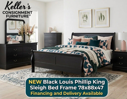 LP Black NEW King Sleigh Bed Frame 78x88x47 (G-119241-)
