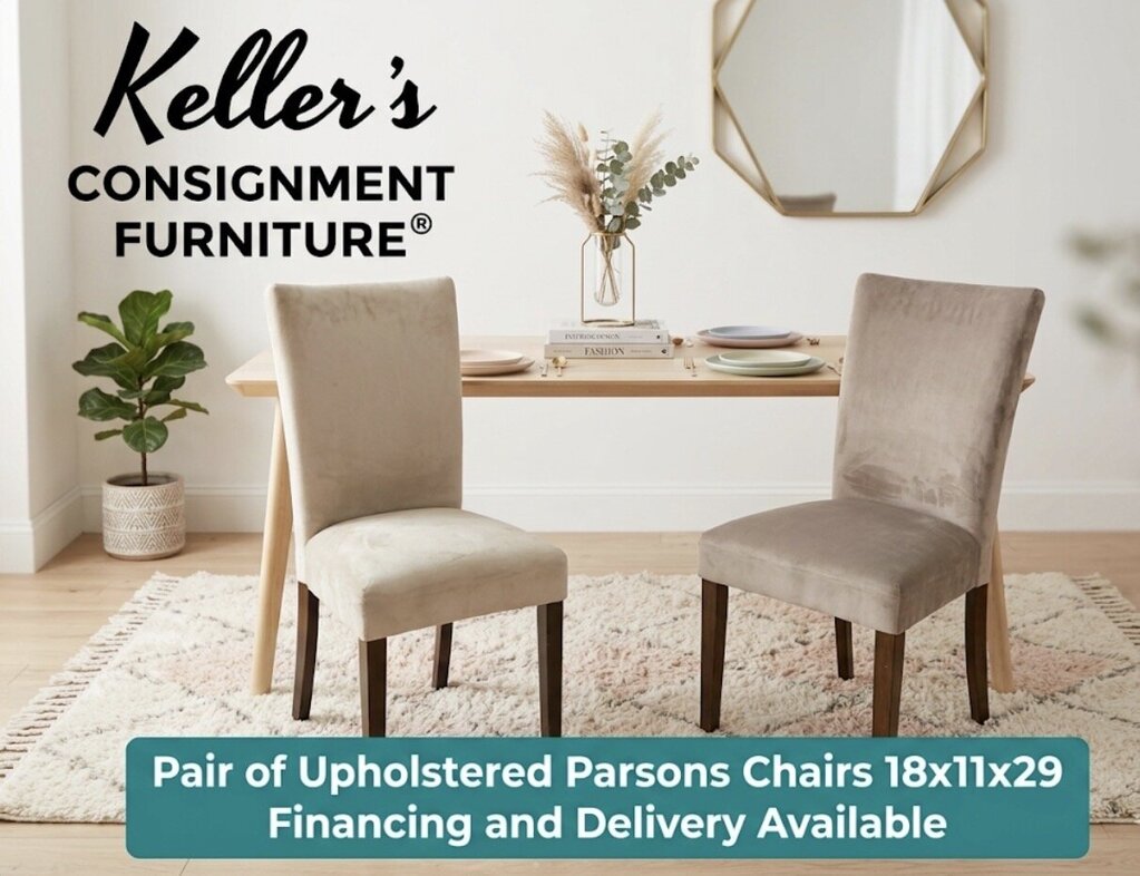85787 - Pair of Upholstered Parsons Dining Chairs 18x11x29