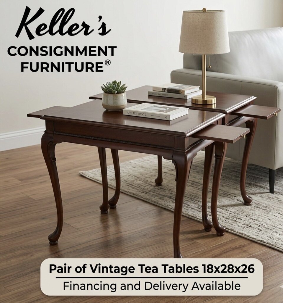 85837 - Vintage Pair of Gordon's Cabriole Leg Tea Tables 18x28x26