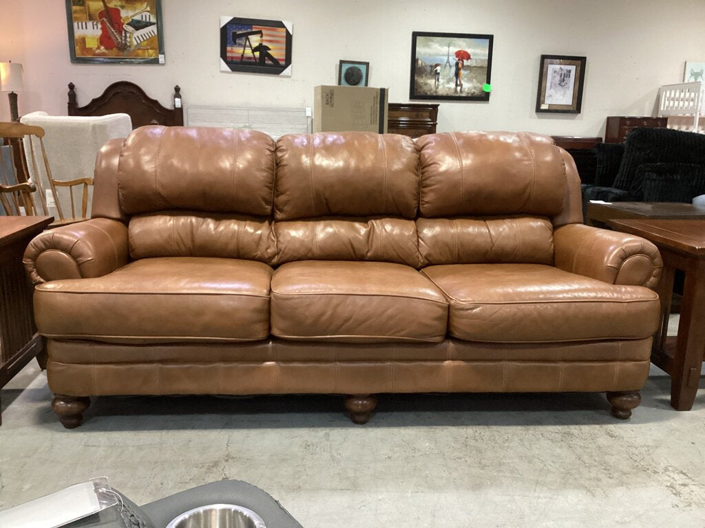 86081 - Ashley Grayson Tan Leather Sofa 90x36x40