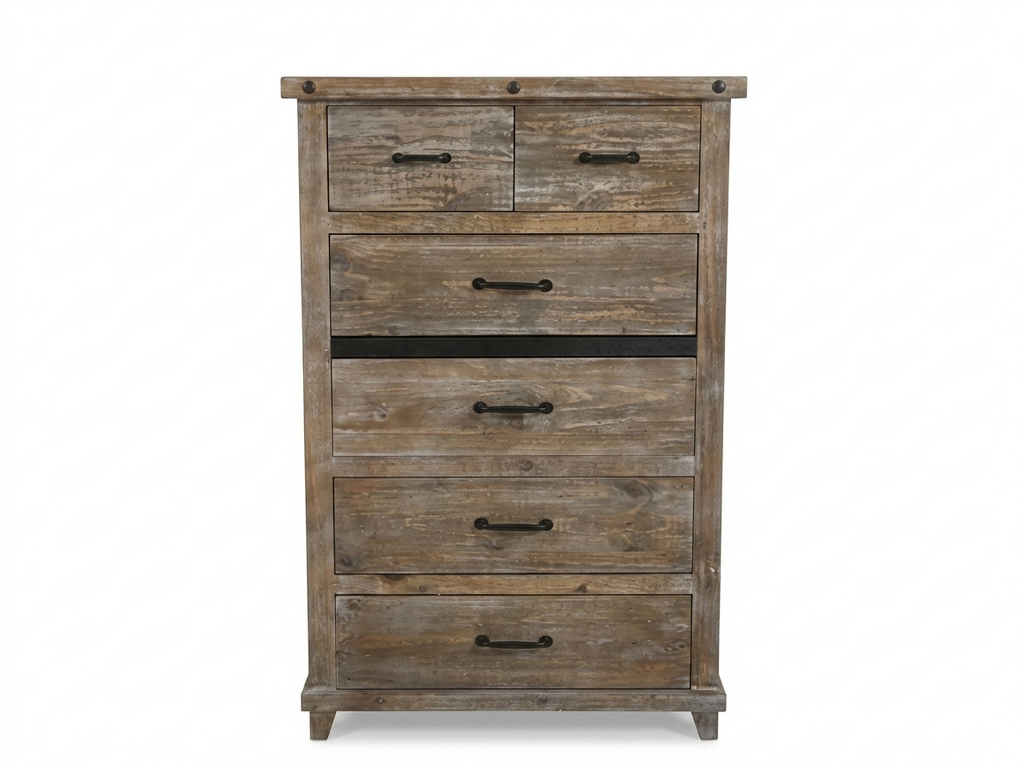 86062 - Rustic 6 Drawer Chest 38x18x58