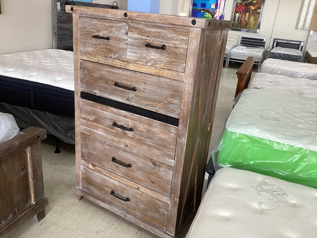 86062 - Rustic 6 Drawer Chest 38x18x58