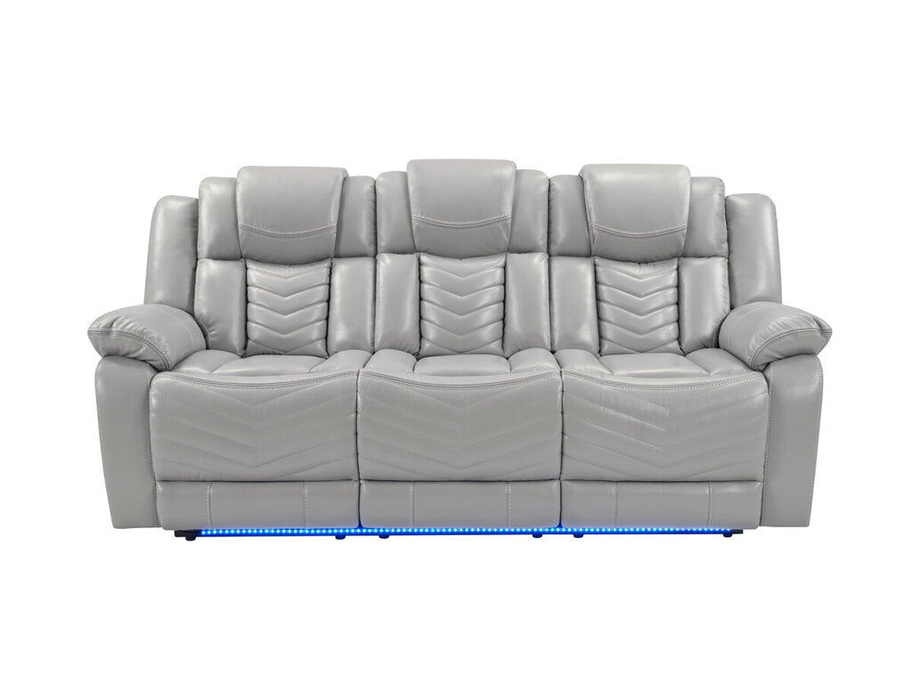 Navigator Gray NEW Reclining Sofa w/Console, USB & C, LED Lights 86x38x41 (853020)