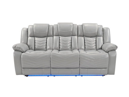 Navigator Gray NEW Reclining Sofa w/Console, USB & C, LED Lights 84x33x40 (853020)