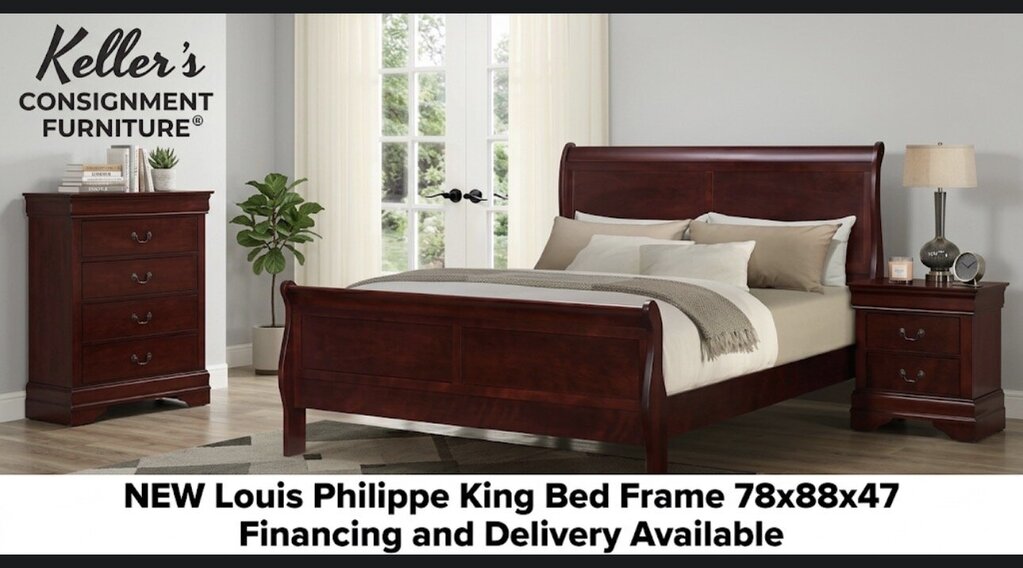 LP Cherry NEW King Sleigh Bed Frame 78x88x47 (119441-33)