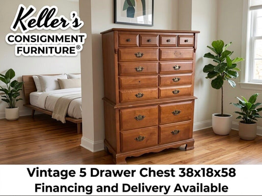 86061 - Vintage 5 Drawer Chest 36x18x49