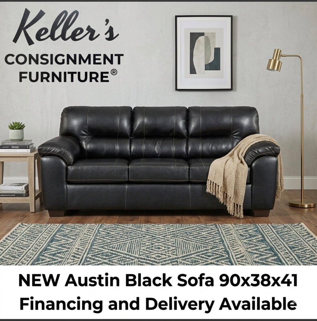 Austin Black NEW Sofa 90x38x41 (5603-AUSB)