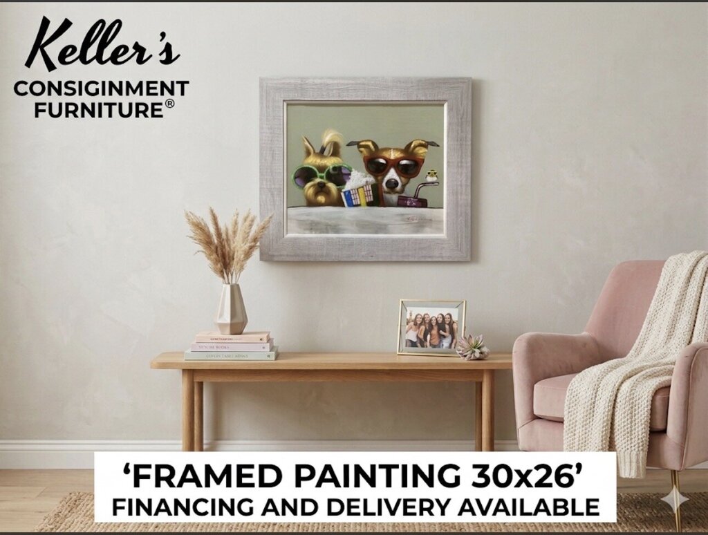 81994 - Framed Painting 30x26 Puppies in Sunglasses