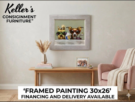 81994 - Framed Painting 30x26 Puppies in Sunglasses