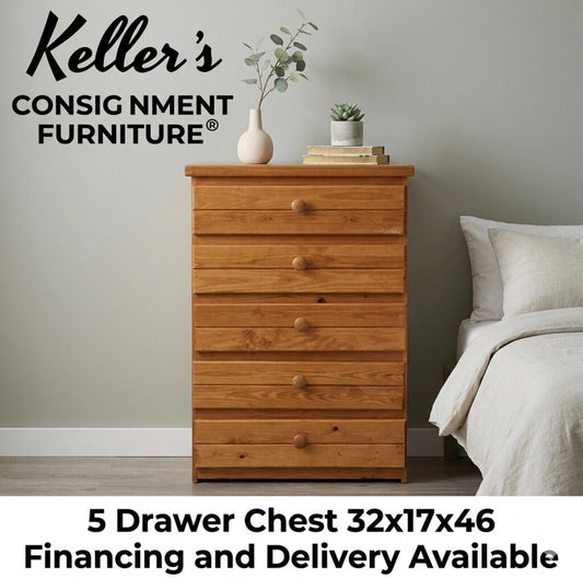 85999 - Wood 5 Drawer Chest 32x17x46