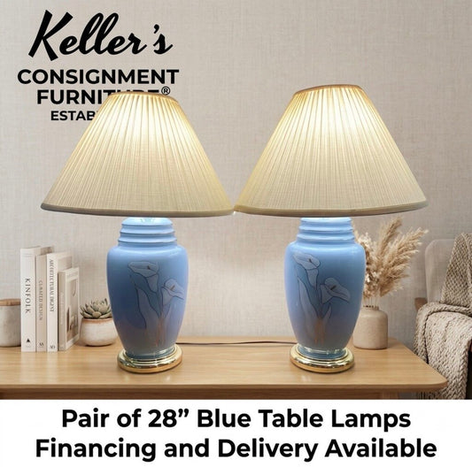 86118 - Pair of Blue 28in Lamps