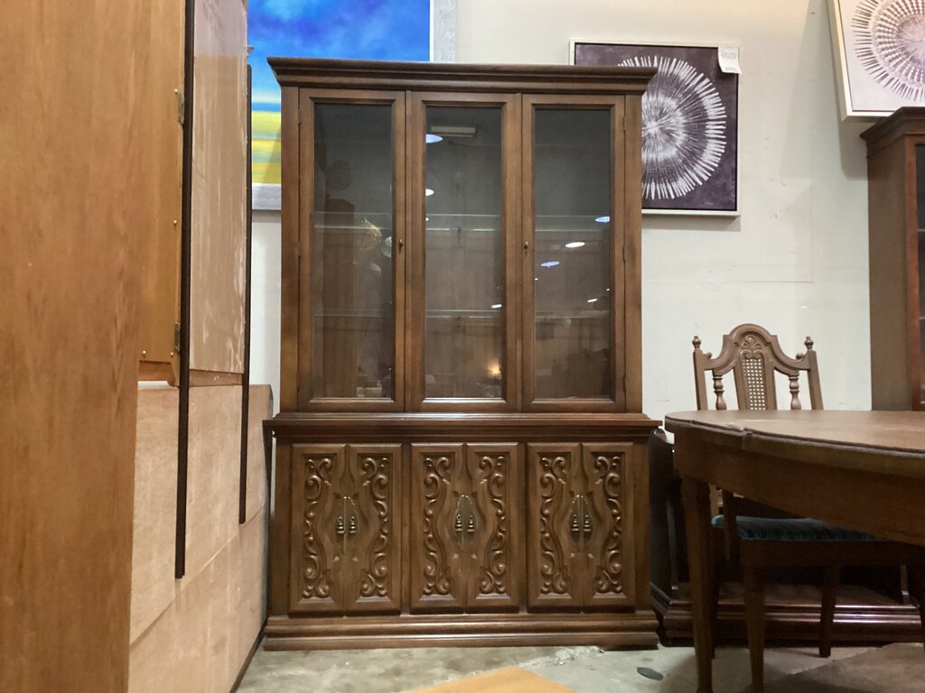 86099 Vintage Wood China Cabinet 50x17x74