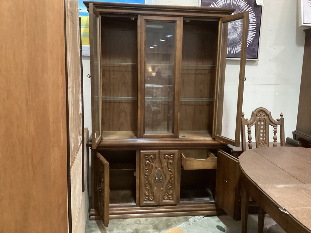 86099 Vintage Wood China Cabinet 50x17x74