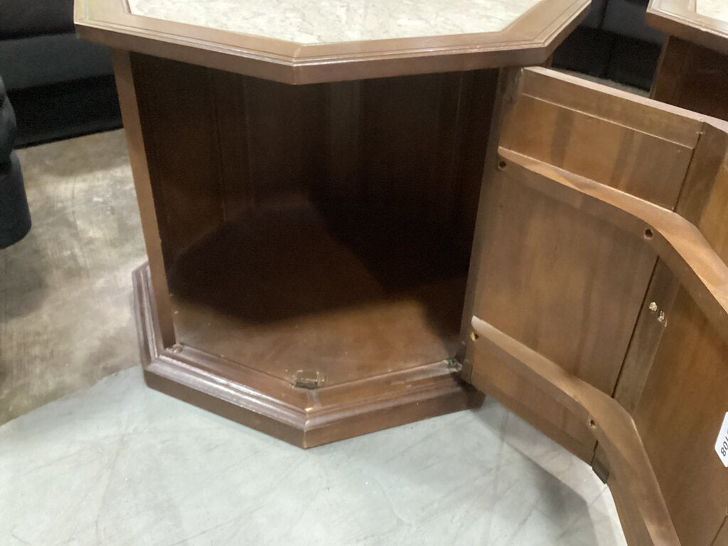 86108 Hexagon Marble Top Pair of Side Table 25x25x20