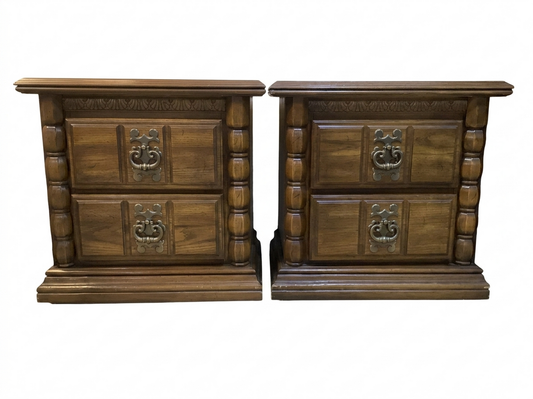 86120 Vintage Wood Pair of Nightstands 24x16x24