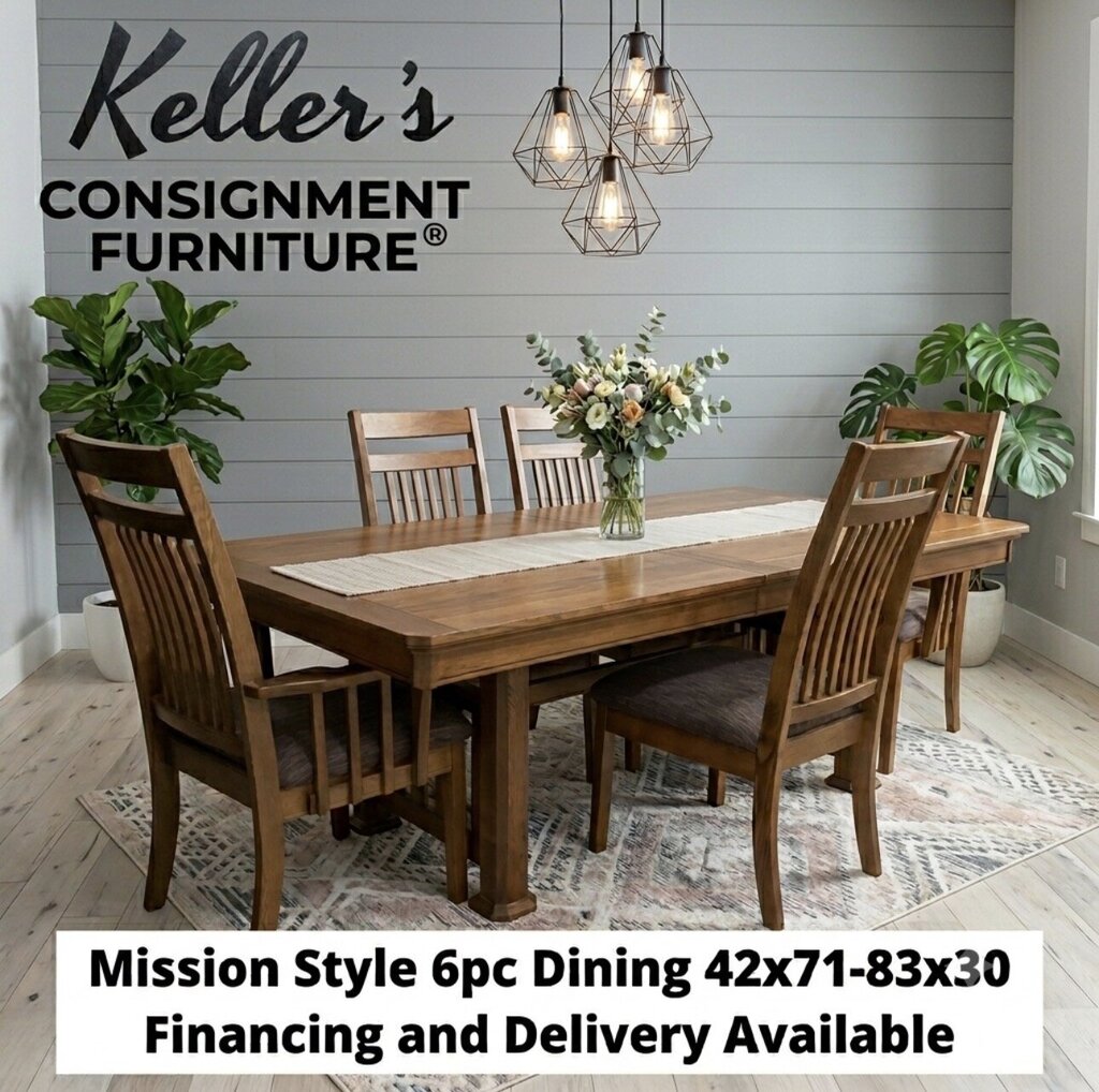 86101 - Mission Style 6pc Dining 42x71-83x30