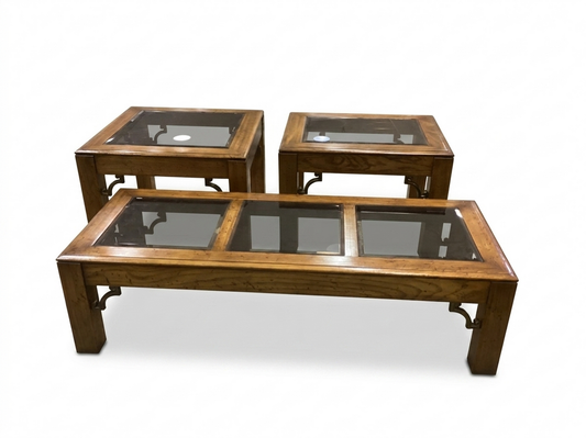 86123 Glass Top 3pc Occasional Set (23x59x16)(29x23x22)(29x29x21)