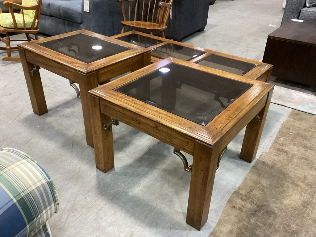 86123 Glass Top 3pc Occasional Set (23x59x16)(29x23x22)(29x29x21)
