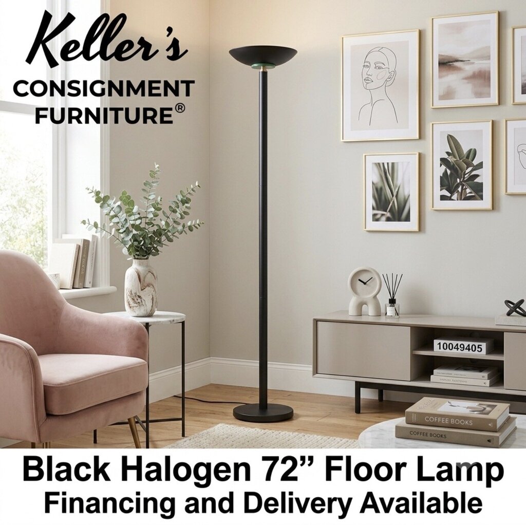 86111 - Black Halogen Floor Lamp 72in