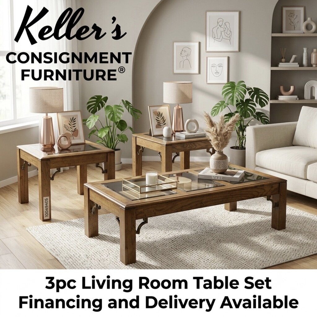 86123 - Glass Top 3pc Occasional Set (23x59x16)(29x23x22)(29x29x21)