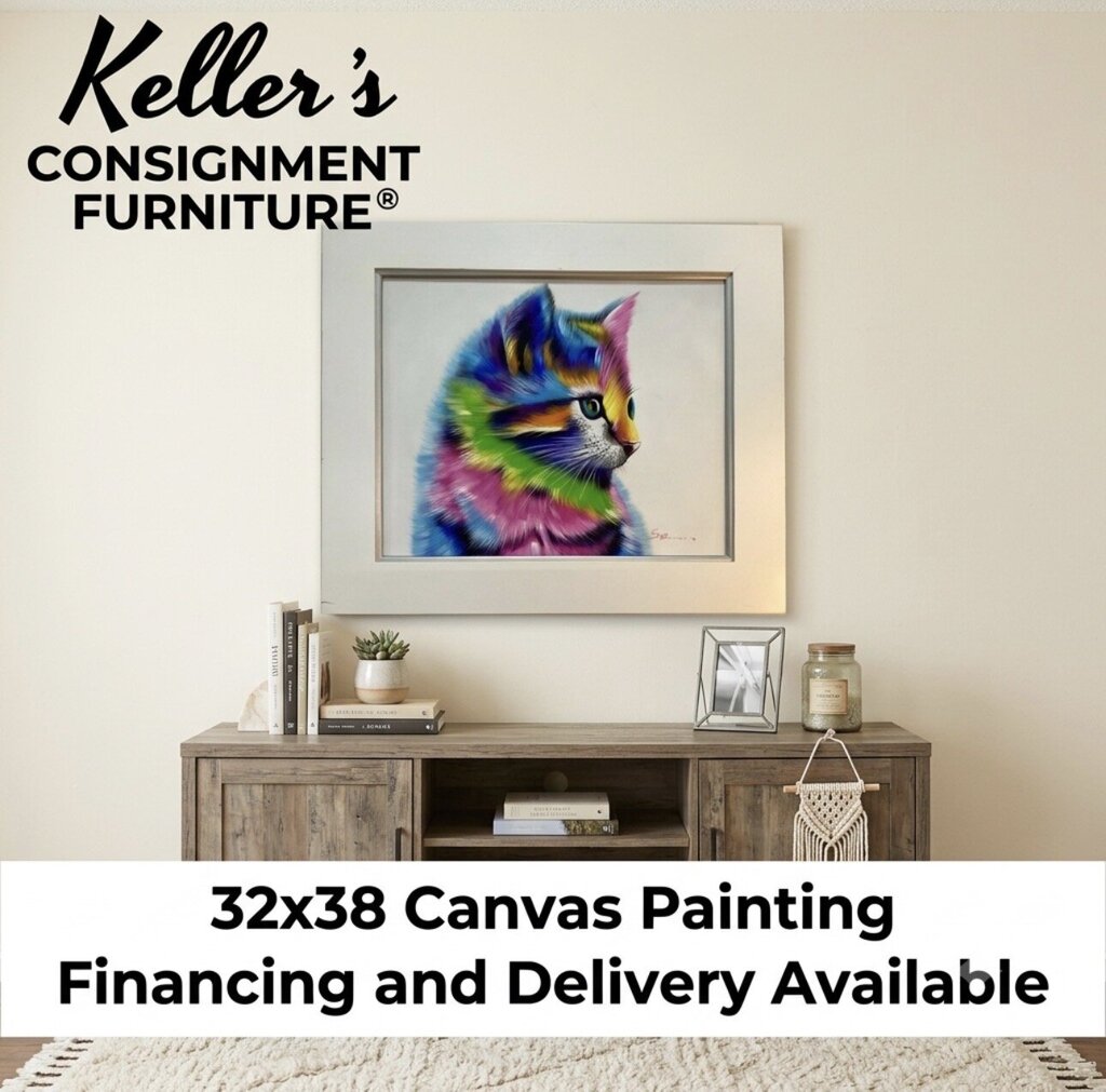 82867 - 32x38 Canvas Painting - Multicolor Kitty