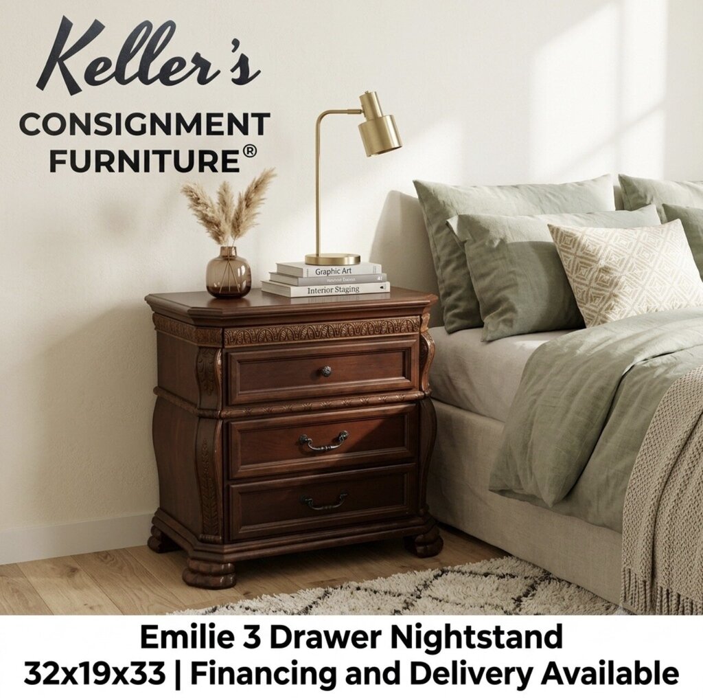 86010 - Emilie 3 Drawer Nightstand 32x19x33