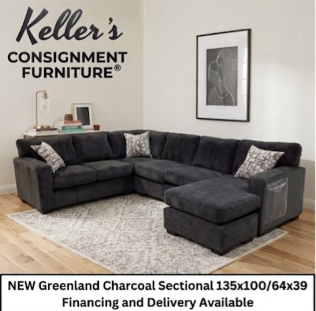 Greenland Charcoal NEW 2pc Sectional w/Chaise 135x100/64x39 (10610/30-2240)