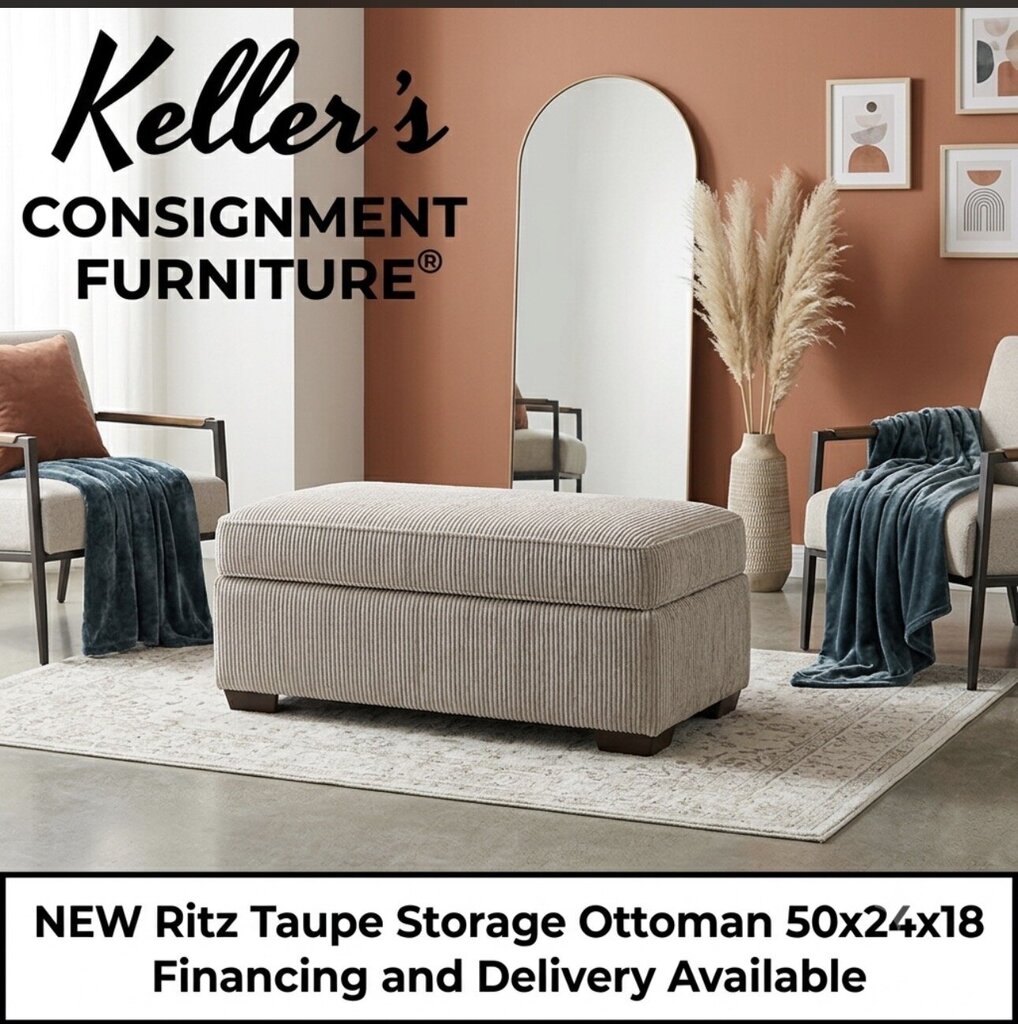 Ritz Taupe Storage Ottoman 40x24x18 (12506-5864)