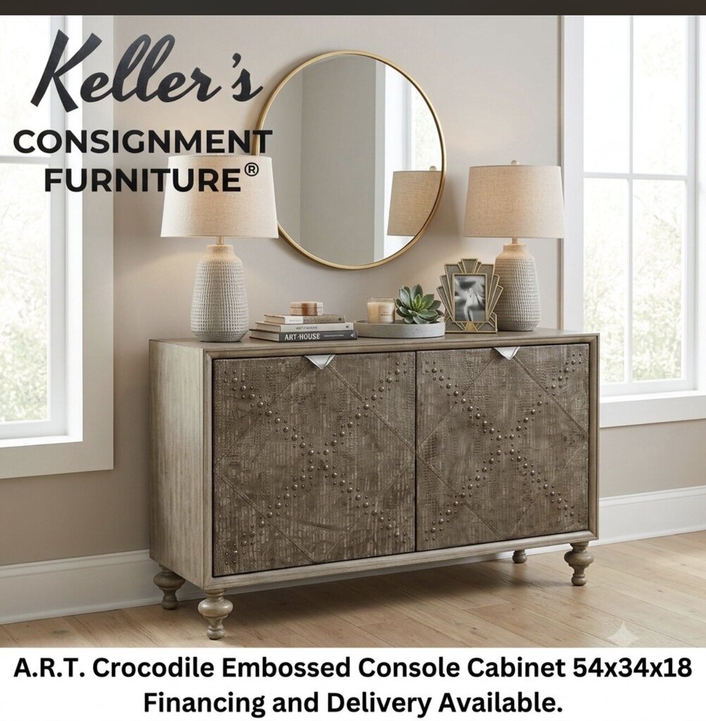 80935 (8524-27) A.R.T. Crocodile Embossed Console Cabinet 54x34x18