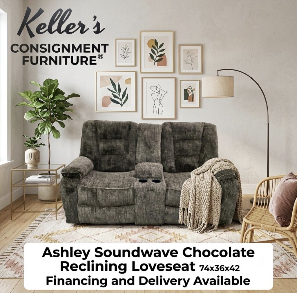 85590 - Ashley Soundwave Chocolate Reclining Loveseat 74x36x42