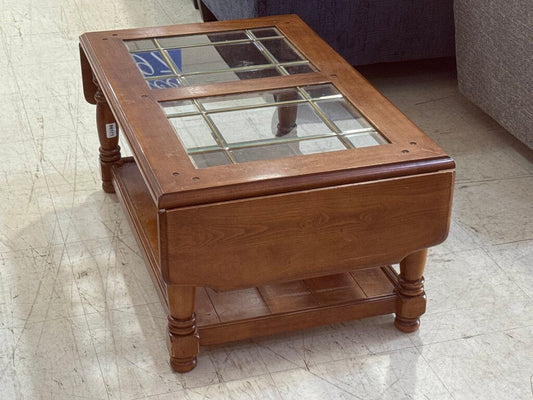 86171 - Glass Top Drop Leaf Coffee Table 35-50x22x16