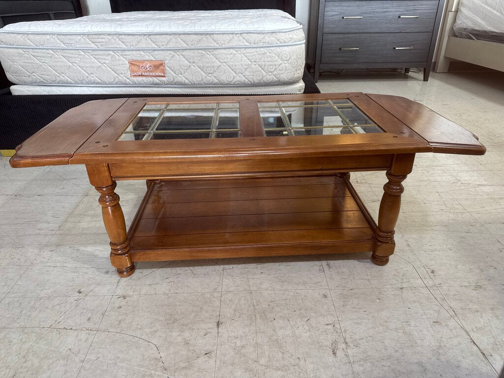 86171 - Glass Top Drop Leaf Coffee Table 35-50x22x16